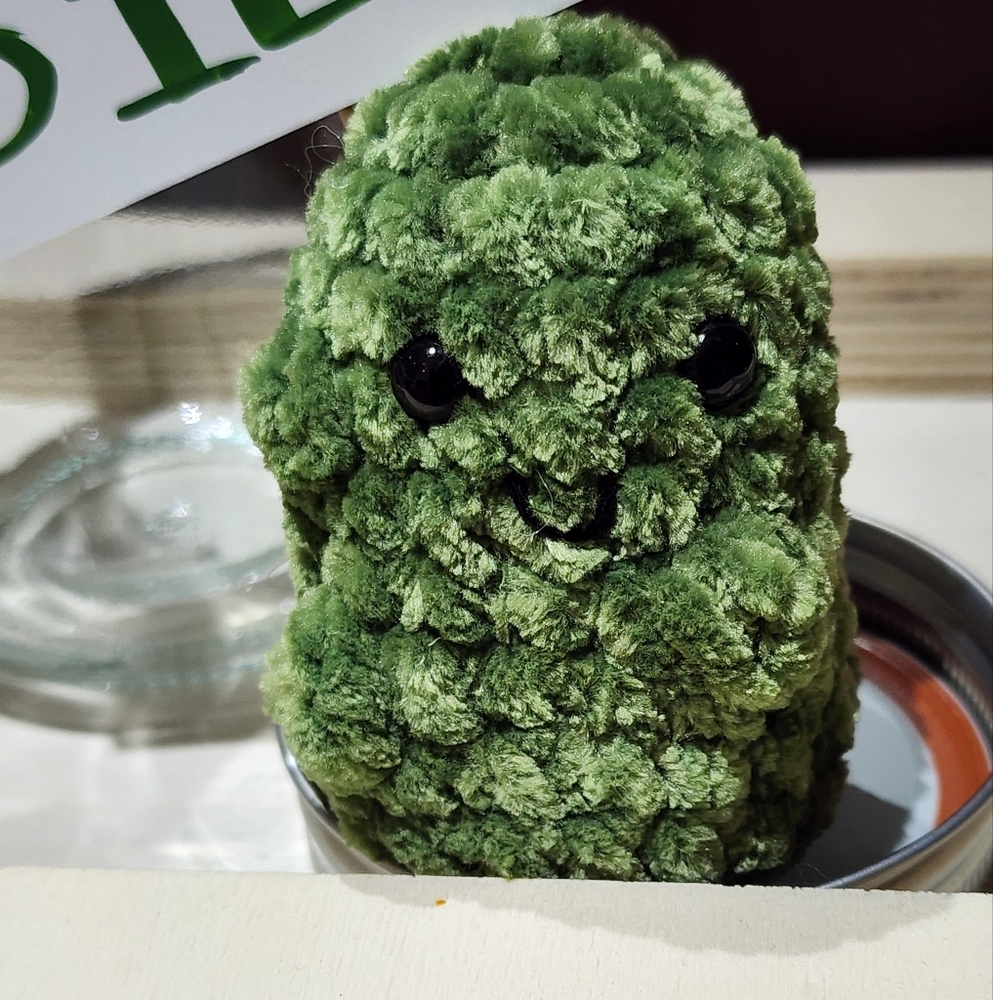 Crocheted Emotional Support Gherkin - Picture 2 of 5